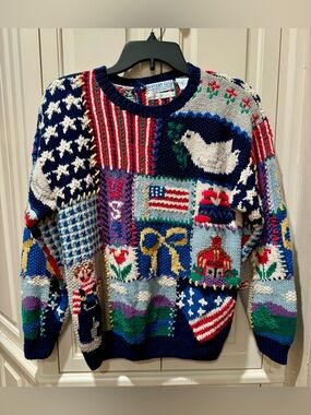 Women’s Northern Isles Patriotic Americana USA Crewneck Sweater -Size Petite Med